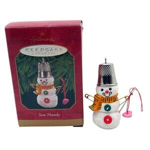 Hallmark Keepsake Ornament Sew Handy Snowman Christmas 1999